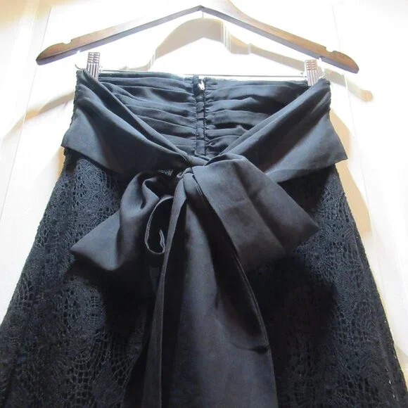 Blacklist Lip Service Lace Crochet Maxi Skirt, Ruffles Witchy Goth Rare Black - Picture 14 of 17
